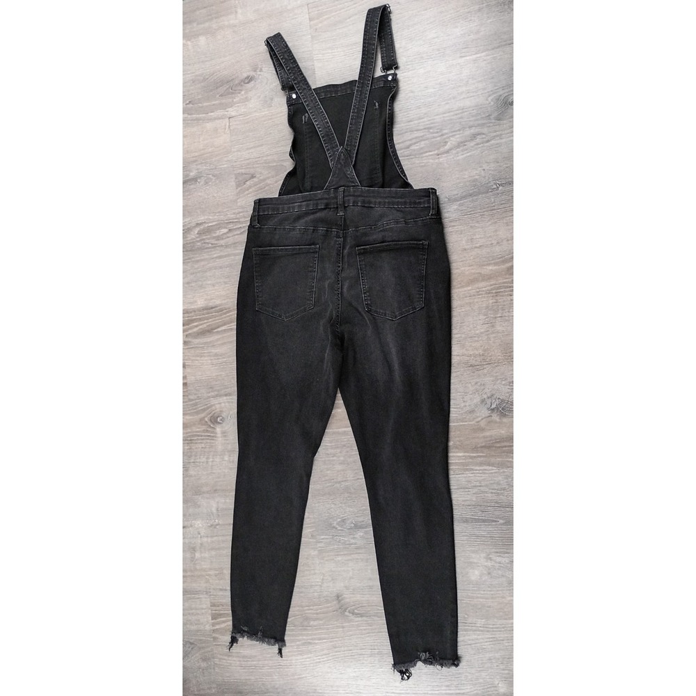 Celebrity Pink XL Overalls Womens Black Bib Skinny Adjustable Distressed Raw Hem - Picture 2 of 9